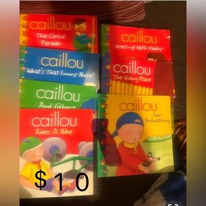Caillou Book Set - Bright Red, Yellow, Blue, Green Covers $10